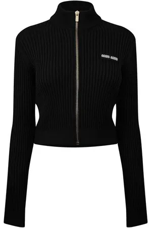 Miu Miu Crew Neck Logo Cardigan