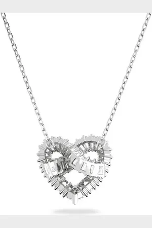 Swarovski Matrix pendant, Mixed cuts, Heart, White, Rhodium plated