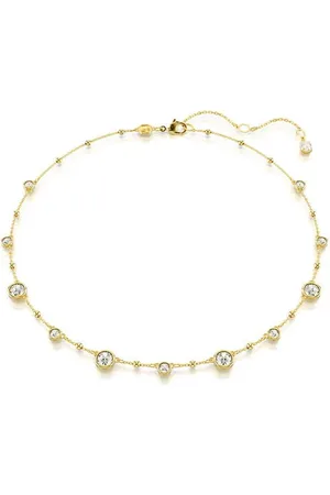 Swarovski Imber Necklace, Round Cut, Scattered Design, White, -Tone Plated