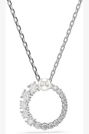 Swarovski Matrix pendant, Crystal pearl, Round cut, White, Rhodium plated