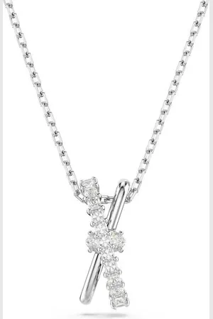 Swarovski Hyperbola pendant, Mixed cuts, Twist, White, Rhodium plated