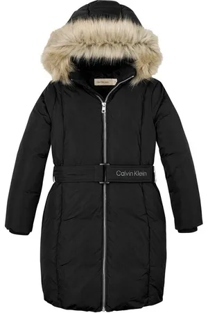 Calvin Klein Belted Faux Fur Coat Junior