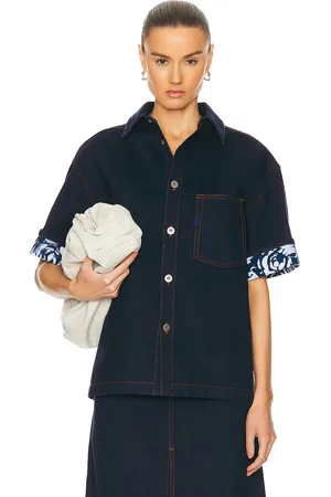Burberry Button Up Shirt in Indigo Blue - Navy. Size L (also in XS).