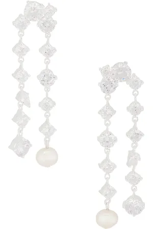 COMPLETEDWORKS Freshwater Pearl And CZ Earrings in Silver Plate - Metallic Silver. Size all.