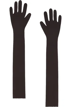 Norma Kamali Long Gloves in Chocolate - Chocolate. Size M-L (also in XS-S).