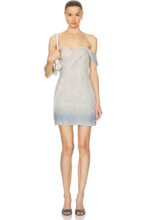 Jade Cropper One Shoulder Mini Dress in Wilted Flowers Blue & Beige - Blue. Size 38 (also in ).