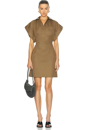 Bottega Veneta Cotton Gabardine Dress in Dark Sand - Tan. Size 34 (also in 36, 40).