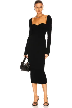 Khaite Beth Long Sleeve Bustier Dress in Black - Black. Size L (also in M, S).