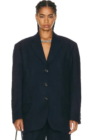 Acne Studios Metallic Bonded Flannel Blazer in Navy Blue - Navy. Size 40 (also in ).