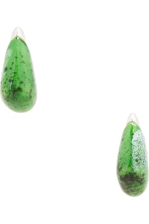 Bottega Veneta Ceramic Drop Earrings in Apple Green & White - Green. Size all.