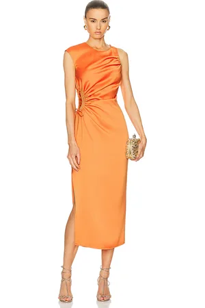 Ila Grace Side Cut Out Midi Dress in Orange - Orange. Size 34 (also in ).