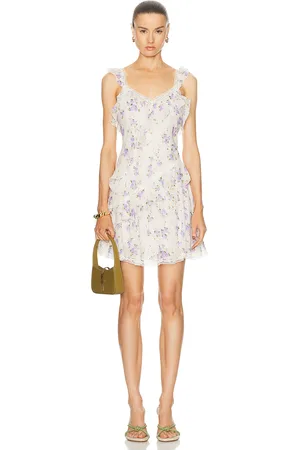 LOVESHACKFANCY Serima Dress in Dusty Lavender - Cream. Size L (also in ).
