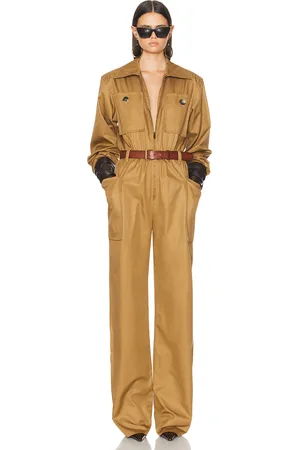 Saint Laurent Long Sleeve Jumpsuit in Camel - Tan. Size 38 (also in 40).