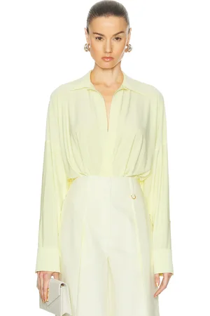 Norma Kamali Super Oversized Boyfriend Nk Shirt Bodysuit in Butter Yellow - Yellow. Size M (also in S).