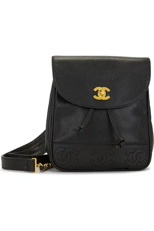 CHANEL Caviar Vintage Triple CC Backpack in Black - Black. Size all.
