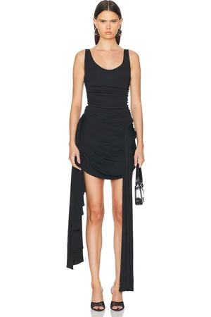 MUGLER Ruched Mini Dress in Black - Black. Size 34 (also in ).