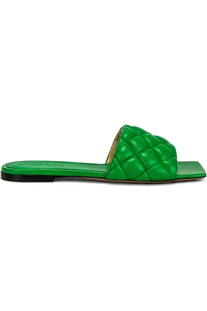 Bottega Veneta Padded Stretch Flat Sandals in Parakeet - Green. Size 36 (also in 37, 39.5).