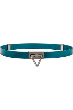 Bottega Veneta Triangle Lock Belt in Blaster & Silver - Blue. Size 75 (also in 80, 85).