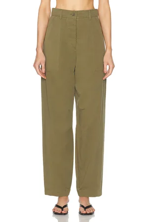 AEXAE Cargo Straight Leg Trouser in Army Green - Army. Size M (also in ).