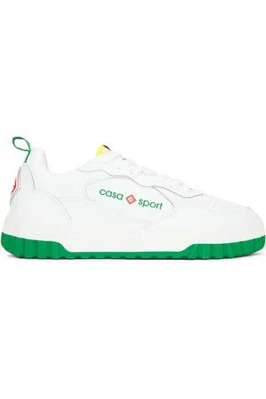 Casablanca Tennis Court Sneaker in White & Green - White. Size 10 (also in 10.5, 8.5, 9, 9.5).