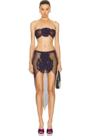 SANTA BRANDS Bra & Skirt Flower Set in Violet - Purple. Size M/L (also in ).