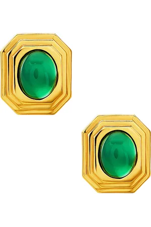 AUREUM Aisling Earrings in Gold & Green - Metallic Gold. Size all.