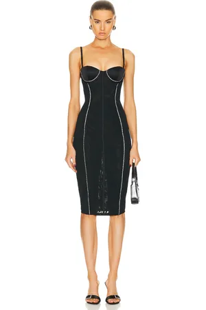 FLEUR DU MAL Brilliant Mesh Bustier Dress in Black - Black. Size 0 (also in 2, 6, 8).