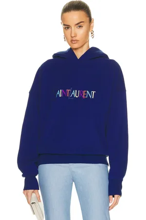 Saint Laurent Oversized Hoodie in Bleu & Multicolore - Blue. Size L (also in ).