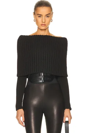 Alaïa Detroit Off The Shoulder Sweater in Noir - Black. Size 42 (also in 44).