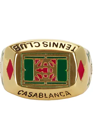 Casablanca Tennis Club Ring in Gold & Green - Metallic Gold. Size L (also in ).