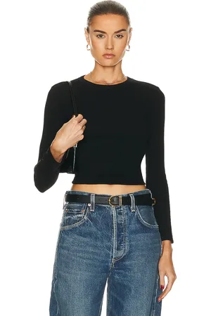Leset Kelly Slim Fit Long Sleeve Top in Black - Black. Size L (also in M, S, XL, XS).