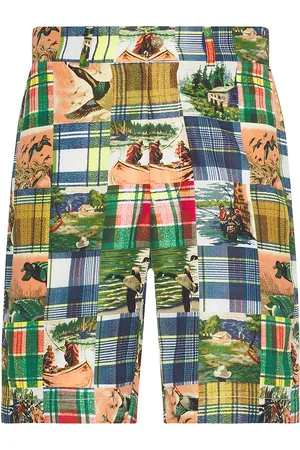 Beams Plain Front Shorts Jacquard Mapping Patchwork Like Print in Patchwork - Multi. Size M (also in ).