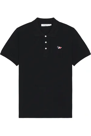 Maison Kitsuné Tricolor Fox Patch Polo in Black - Black. Size S (also in ).
