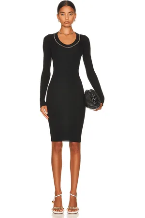 Bottega Veneta Long Sleeve Lightweight Rib Dress in Black - Black. Size M (also in ).