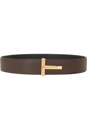 Tom Ford Small Grain Calf T Belt in Chocolate & Black - Brown. Size 80 (also in ).