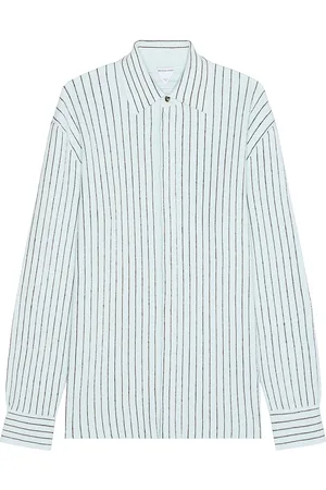 Bottega Veneta Pinstripes Shirt in Bubble & Dark Chestnut - Blue. Size L (also in ).