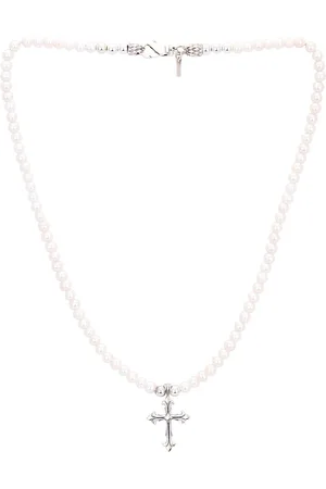 EMANUELE BICOCCHI Pearl Necklace With Fleury Cross in White - White. Size all.