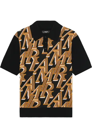 AMIRI Repeat Short Sleeve Polo in Black - Black. Size S (also in ).