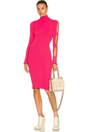 Bottega Veneta Rib Knit Dress in Lollipop - Fuchsia. Size XS (also in ).