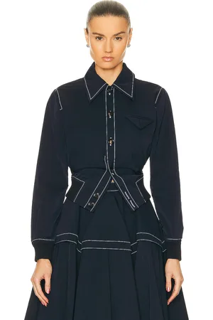 Bottega Veneta Tech Nylon Blouson Top in Navy - Navy. Size 40 (also in ).