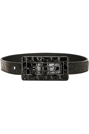 Saint Laurent Embossed Leather Belt in Nero - Black. Size 70 (also in 75, 80, 85, 90).