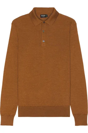 Ermenegildo Zegna Casheta Polo in Tan - Metallic Copper. Size 46 (also in 48, 50).