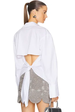SIMON MILLER Loch Poplin Button Up Shirt in Macadamia - Ivory. Size S (also in ).