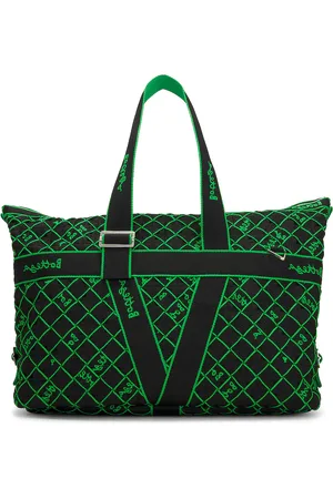 Bottega Veneta Borsa Travel Bag in Black Parakeet & Silver - Green. Size all.