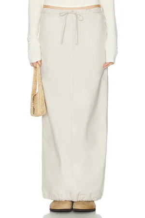 Helsa Workwear Drawcord Maxi Skirt in Ecru - Beige. Size XS (also in XXS).