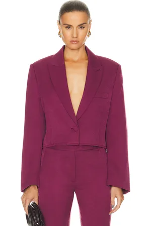 RTA Cropped Single Breasted Blazer in Boysenberry - Burgundy. Size 40 (also in ).