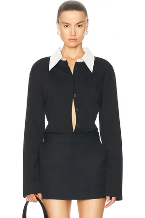 Courrèges Drop Jersey Shirt Bodysuit in Black - Black. Size S (also in ).