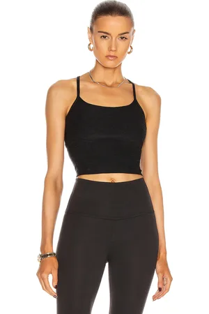 Beyond Yoga Spacedye Slim Racerback Cropped Tank Top in Darkest Night - Black. Size L (also in S, XL, XS).