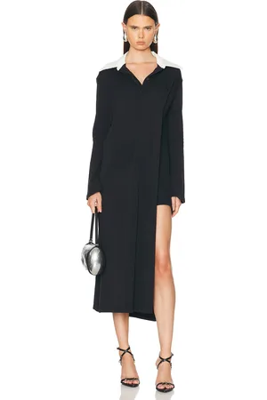 Courrèges Twist Cotton Polo Long Dress in Black - Black. Size L (also in M).