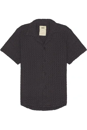 Oas Nearly Black Cuba Waffle Shirt in Nearly Black - Black. Size L (also in M, S, XL/1X).